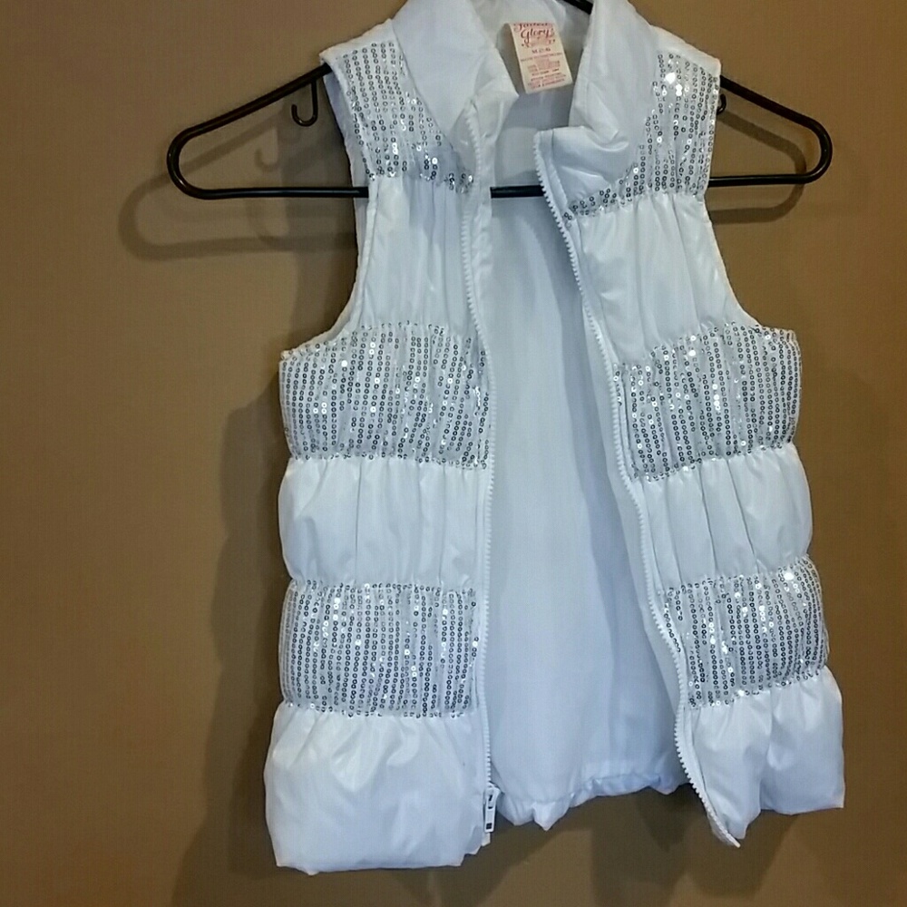 White Glitter vest ....like new